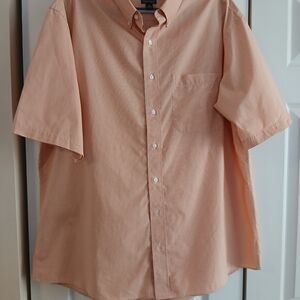 Jos. A. Bank Short-Sleeve Button-Down Shirt in Peach Microcheck XL